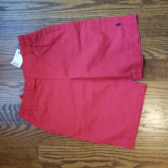 Two pair of boys size 12 Polo Ralph Lauren shorts, 1 red NWT, 1 navy used - Picture 4 of 7